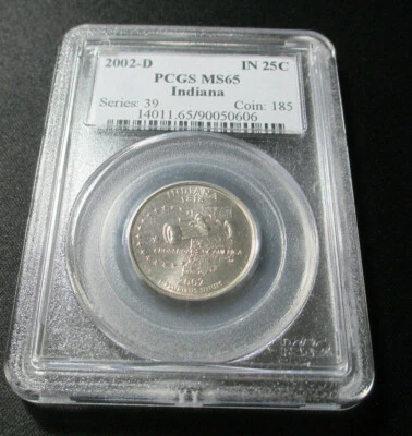 2002-D IN 25C PCGS MS65 INDIANA Quarter PCGS Certified #14011.65/90050606 - Image 1 of 3
