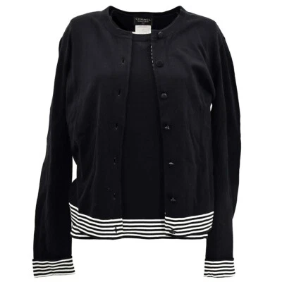 Chanel Ensemble Cardigan Top Black 98P #40 120554 - Image 1 of 4