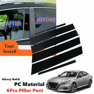 6Pcs Gloss Black Pillar Posts Window Door Trim Cover For Nissan Altima 2019-2021 - Picture 1 of 10