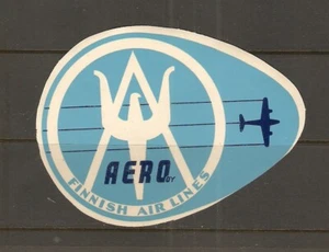 FINLAND AERO /oy AIRLINE BAGGAGE LABEL  FI 10 , original , see scans  - Picture 1 of 1