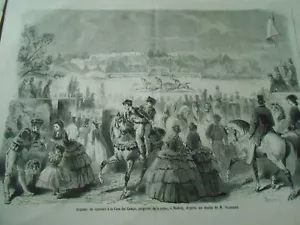 Gravure 1861 - Courses de chevaux à la casa del Campo à Madrid - Bild 1 von 1
