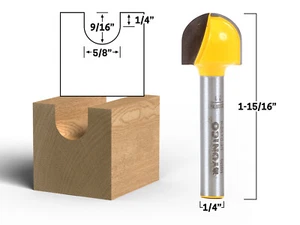 Broca de enrutador caja de núcleo de 5/8"" de diámetro - vástago de 1/4"" - Yonico 14957q - Imagen 1 de 1
