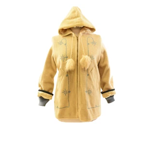 50s Vintage Wool Hooded Coat Womens S Starburst Embroidered Boho Jacket 4 6 Barn - Picture 1 of 9