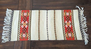 Corredor de mesa de lana tejido a mano noruego vintage Noruega escandinavo - Imagen 1 de 17
