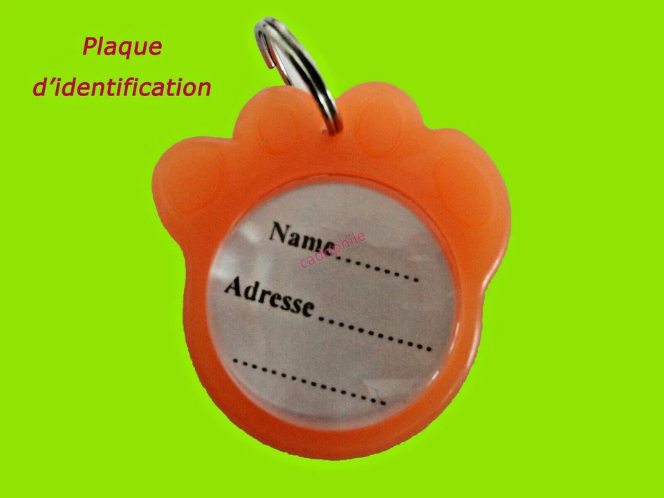 PLAQUE IDENTIFICATION EN PLASTIQUE DE CHIEN CHAT ... porte nom médaille collier - Photo 1/1