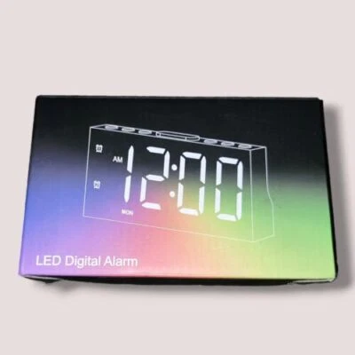 Black Electric Digital RGB Alarm Clock Jall CH-05 LED Time Display Alarm Setting - Image 1 of 3