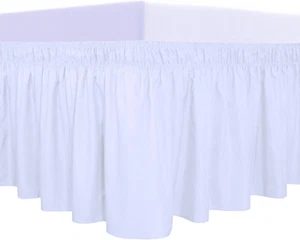 Wrap around Ruffled Bed Skirt with Adjustable Elastic Belt - 18 Inch Drop Easy t - Picture 1 of 12