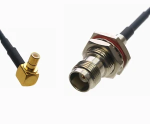 SMB Male Elbow to TNC Female Bulkhead 0.5~15FT Coaxial Cable For Antenna Radio - Picture 1 of 3