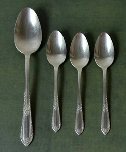 4 SPOONS Cotillion Wm Rogers International Silver A1 Plus Flatware Art Deco - Imagen 1 de 7