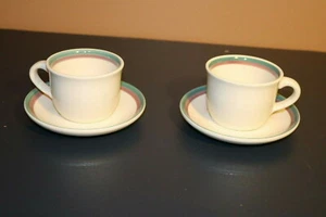 Pfaltzgraff - JUNIPER - U.S.A. - 2 3/4"h Flat Coffee Cups & 6" Saucers (2 each) - Picture 1 of 2