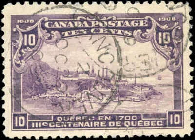 Canada 10c Scott #101 Used Very Fine 1906 Quebec Tercentenary Issue Stamp - Image 1 of 2