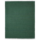Hand Woven Flat Weave Kilim Cotton & Polyester Area Rug Solid DarkGreen BBH Home