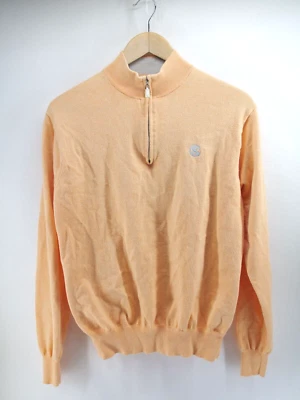 PETER MILLAR Cotton Cashmere M Peach 1/4 Zip Soft Knit Pullover Sweater - Image 1 of 4
