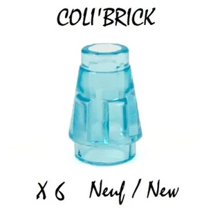 Lego 4589 b - 6x Brique / Cone 1x1 top groove - Bleu / Trans Light blue - NEUF - Imagen 1 de 1