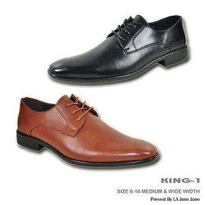 bravo! Men Dress Shoe KING-1 Classic Lace Up Oxford Plain Toe with Leather Sock - Picture 1 of 15