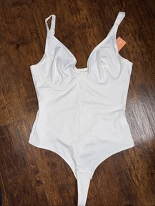 FeelinGirl Thong Shapewear Bodysuit Size L White Tummy Control Shapewear NEW - Picture 1 of 4