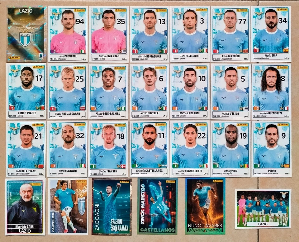 Calciatori Panini 2025/26 - 27 Stickers Lazio Set Squadra Completo - Immagine 1 di 1