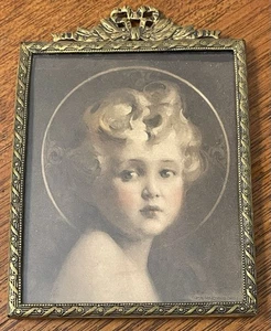 Antique Gold Tone Brass Ornate Wall Frame Light Of The World Print 3.5” X 4.25” - Picture 1 of 12