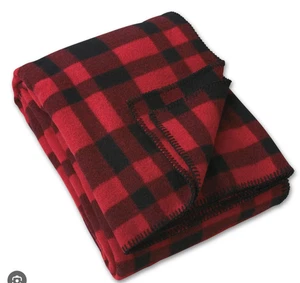 Filson Mackinaw Thick 100% Pendleton Wool Blanket  Red Buffalo Plaid 80" X 59" - Picture 1 of 3