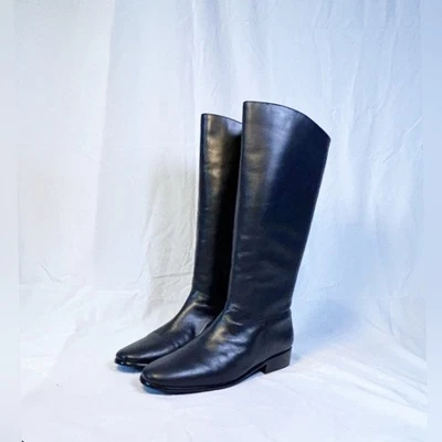 Botas de Equitação Vintage St. Johns Bay Feminina Alta Couro Preto Joelho Alto ~9~ - Imagem 1 de 4