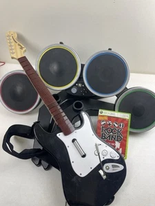 Xbox 360 Rock Band Bundle, Drums, Guitar, Bundle Lot Working Good - Picture 1 of 7