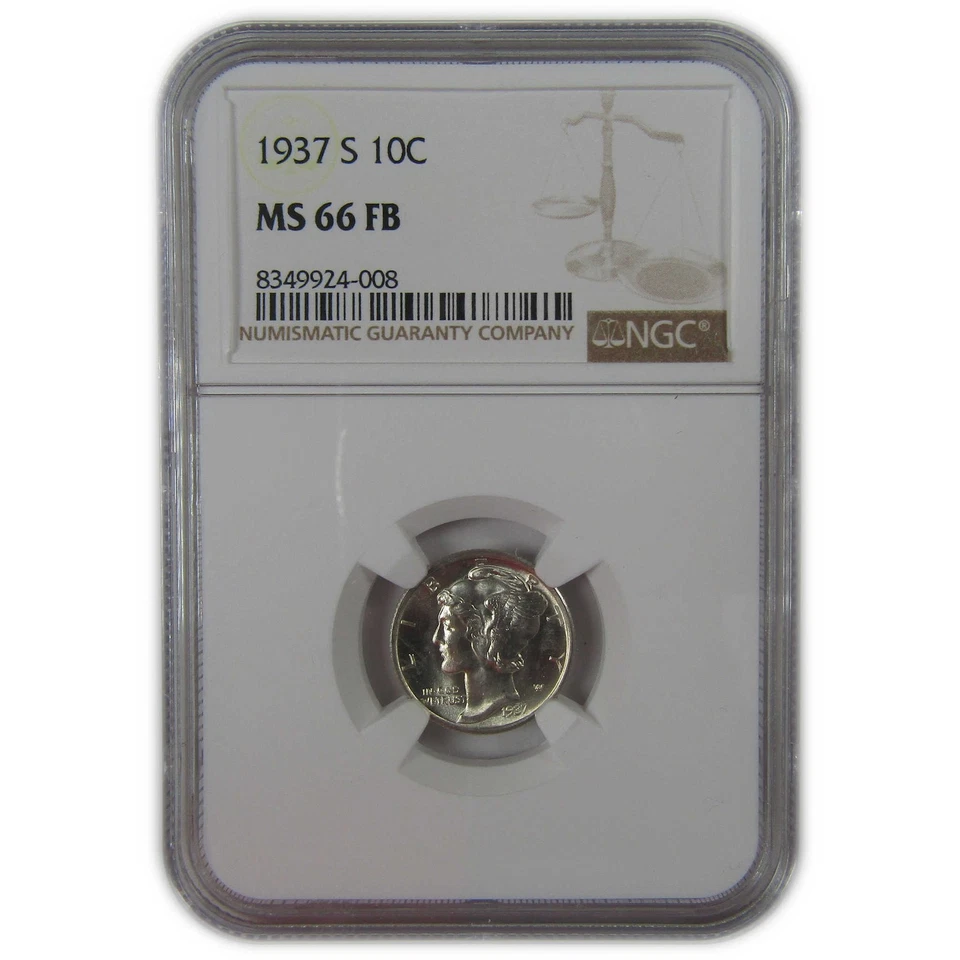1937 S Mercury Dime MS 66 FB NGC Silver Uncirculated SKU:I23191 - Image 1 of 4