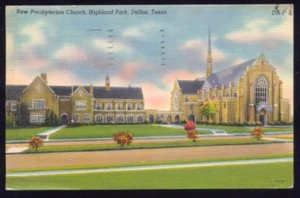 VIEW OF Presbyterian Church Highland Park DALLAS TEXAS VINTAGE Postcard - Picture 1 of 1