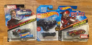 New Superhero Hot Wheels Toy Car Lot Of 3 Star-Lord Iron Man Batman Marvel DC - Picture 1 of 8