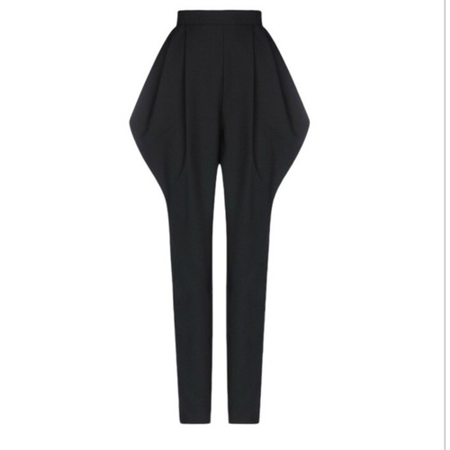 Celine Tuxedo Zouave Pantalone Palloncino Donna Nero 100% Lana Strutturato Taglia 36 S