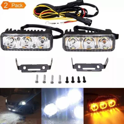 2 Pcs Universal LED Car Daytime Running Light DRL Fog Driving Lamp Waterproof US - Image 1 of 4