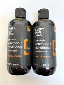 EVERY MAN JACK 2 IN 1 AGED BOURBON Shampoo & Conditioner 8 Oz  2 PACK - Picture 1 of 6