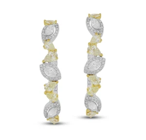 Featuring 2.13CT Lab-Created White Diamonds & Yellow Citrine Leaf Drop Earrings - Picture 1 of 4