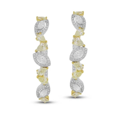 Featuring 2.13CT Lab-Created White Diamonds & Yellow Citrine Leaf Drop Earrings - Image 1 of 4