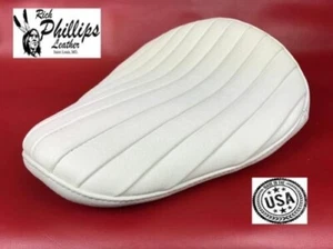 Tuck & Roll White Bates Style Motorcycle Seat Leather Solo Rich Phillips Leather - Picture 1 of 8