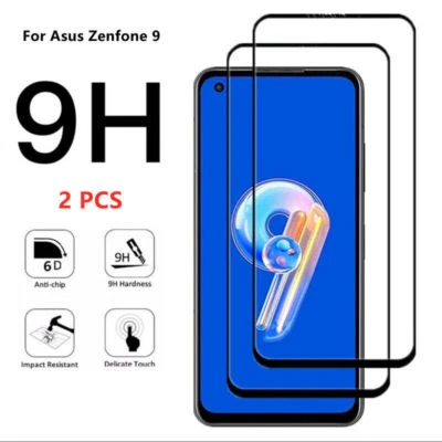 Paquete de 2 protectores de pantalla de vidrio templado de cobertura completa para Asus Zenfone 9 x2 Foto 1 de 4