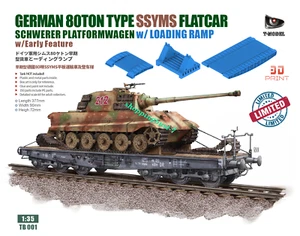 T-Model TB001 1/35 German 80ton Type SSYMS Flatcar Schwerer Platformwagen - Picture 1 of 1
