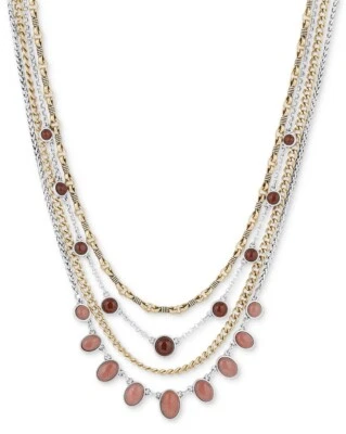 $45 Lucky Brand too  tone triple multi choker  necklace  DD7 - Image 1 of 4