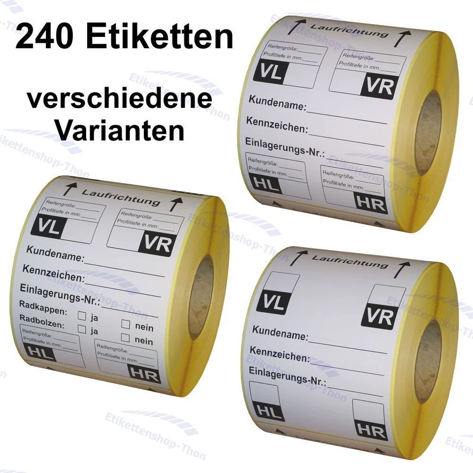 Tyre Labels for Storage - 100 x 150mm - 240 Pack - Wheel/Tyre Stickers - Image 1 of 1