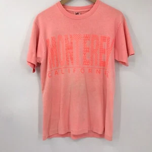 Vtg 90s Fruit of the Loom Single Stitch TShirt Monterey California Neon Orange M - Picture 1 of 8