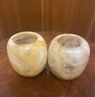 VTG Gold Yellow/White Swirl Glass Votive/Mini Vase. 4? X 3.25? Set Of 2