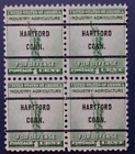 Us #899 1C For Defense, Precancel, Block Of 4 Stamps. Hartford, Conn.  Used