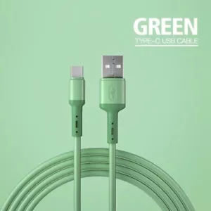 Fast Charging Type C Cable USB C Liquid SoftSilicone Data Cord - Green - Picture 1 of 5