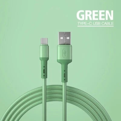 Fast Charging Type C Cable USB C Liquid SoftSilicone Data Cord - Green - Image 1 of 4