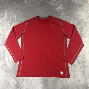 Nike Shirt Men XXL Red Pro Combat Dri-Fit Fitted Hyperwarm Gym Running Pullover - Picture 1 of 8