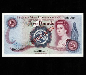 Isle of Man 5 Pounds 1972 P-30s * AU-UNC * Specimen * - Picture 1 of 2