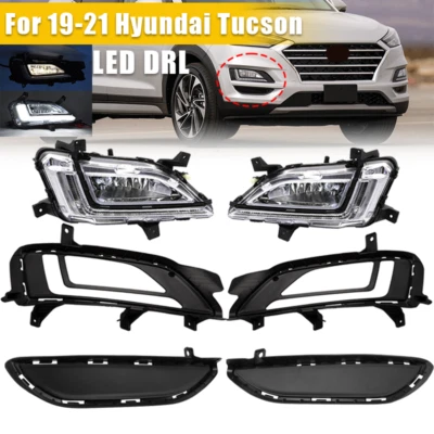 Juego de luces antiniebla LED DRL para parachoques delantero con cubierta para Hyundai Tucson 2019-2021 Foto 1 de 4