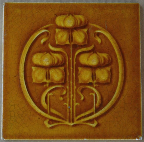 ANTIQUE BOOTE - ART NOUVEAU MAJOLICA TILE C1900 Cover