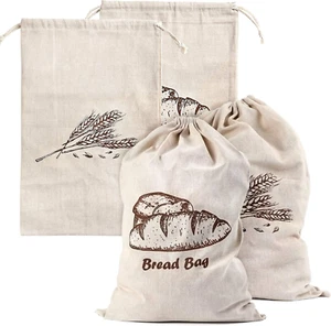Augshy Linen Bread Bags for Homemade Bread Container, 4 Pcs 17.5 X11.5 Inches - Picture 1 of 12