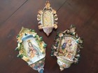 🔴 3 acquasantiere di Caltagirone in ceramica maiolica dipinte a mano