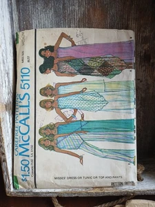 McCalls 5110 Talla Mediana Año 1976 De Colección Patrón de Costura Vestido Túnica Top Pantalones - Imagen 1 de 4